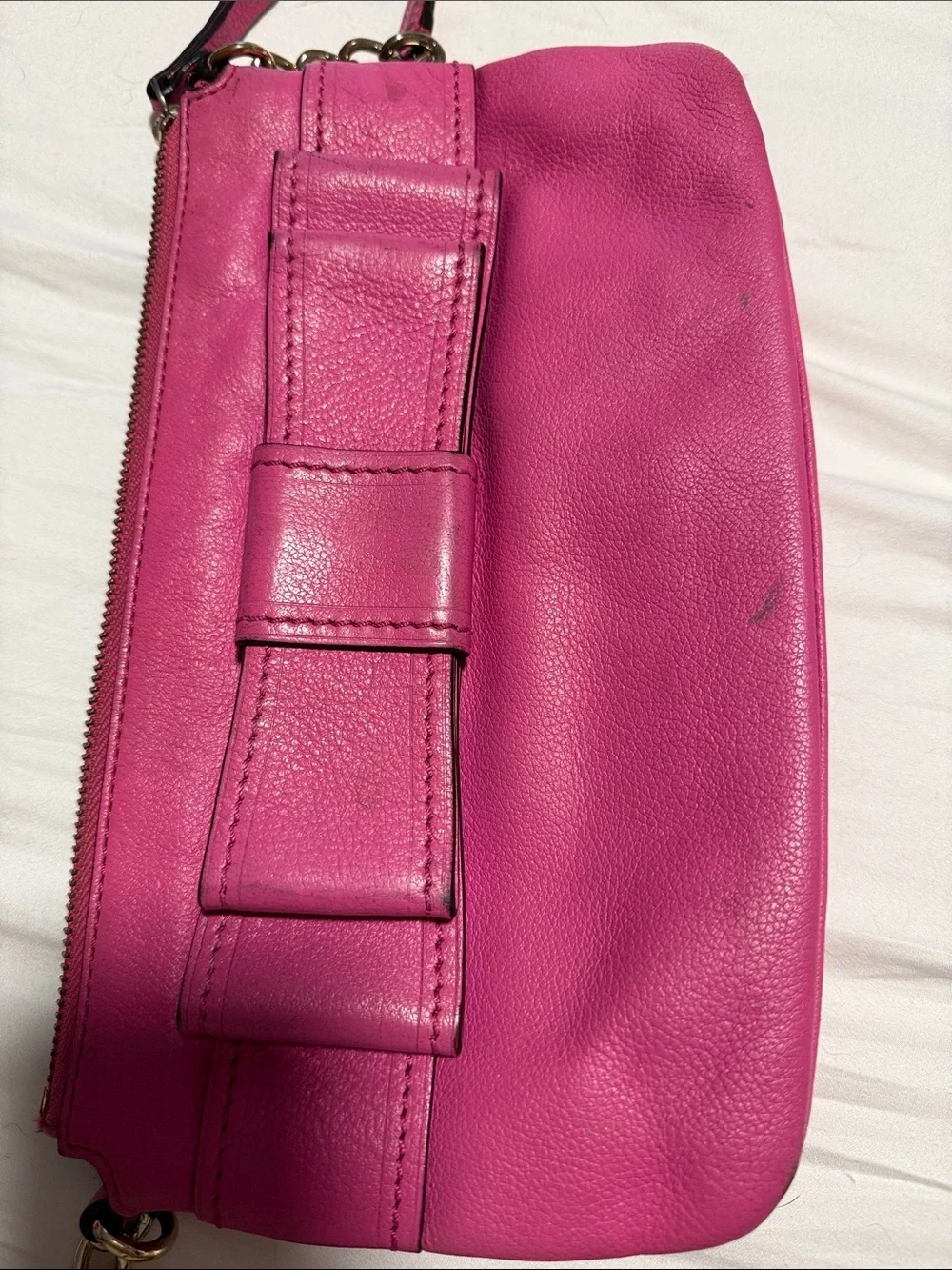 kate spade Hot Pink Leather Crossbody with Bow Accent